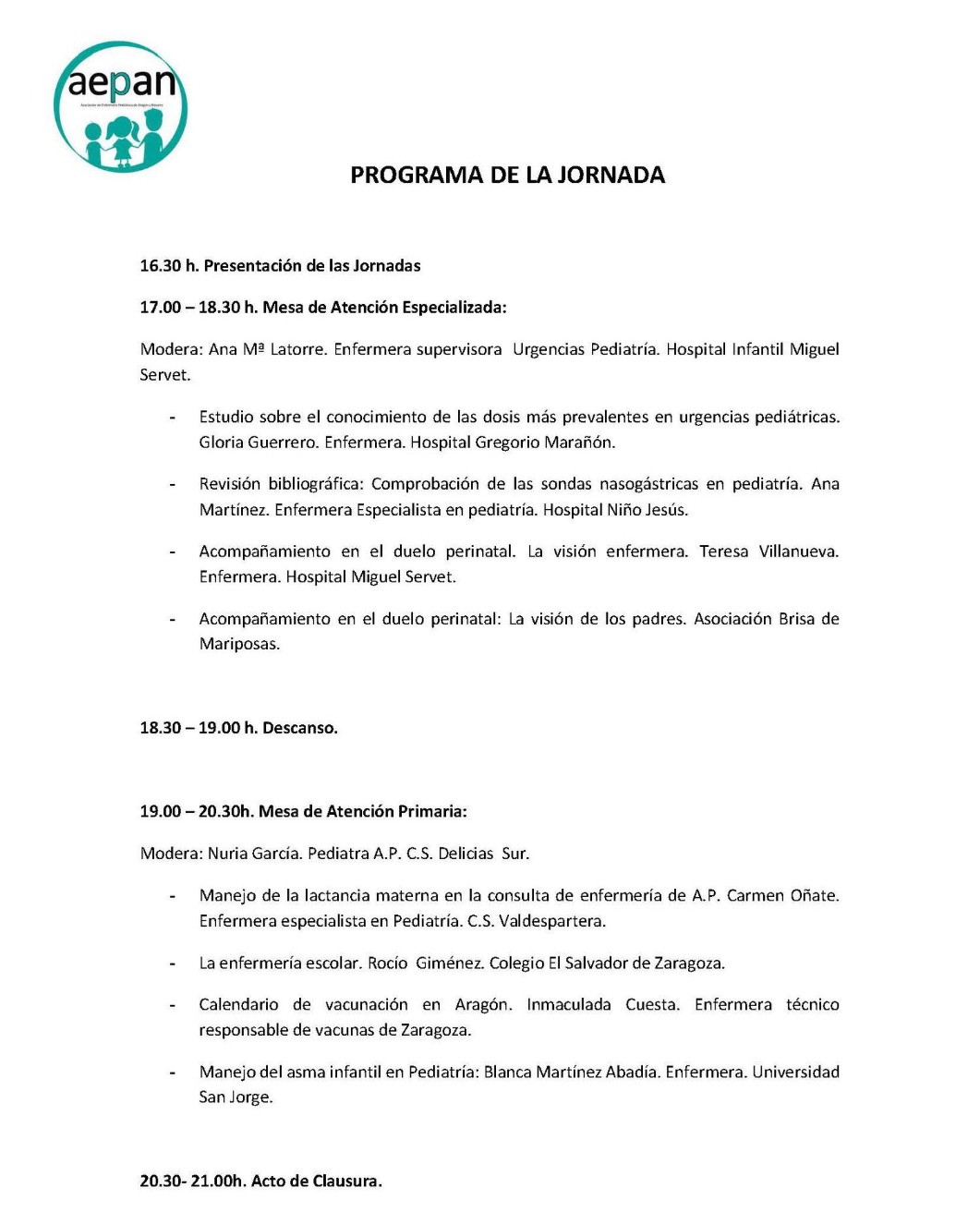 I Jornadas de Enfermería Pediátrica de Aragón, imagen 1