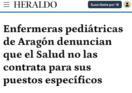 AEPAN reivindica en la prensa el desarrollo de la enfermería pediátrica en Aragón