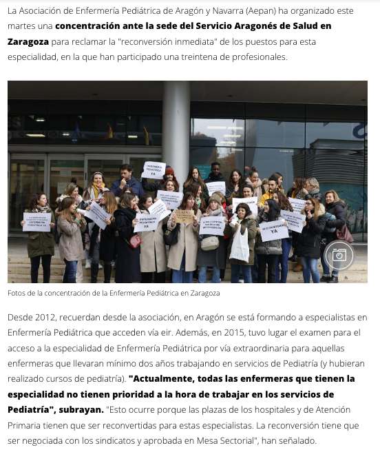 AEPAN convoca una concentración para reivindicar el desarrollo de la enfermería pediátrica (imagen 2)